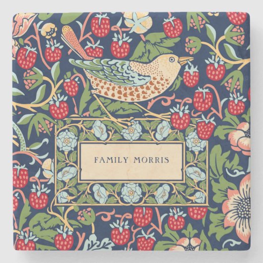 William Morris Strawberry Thief Stenen Onderzetter (Voorkant)