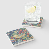 William Morris - Strawberry Thief Stenen Onderzetter (Zijkant)