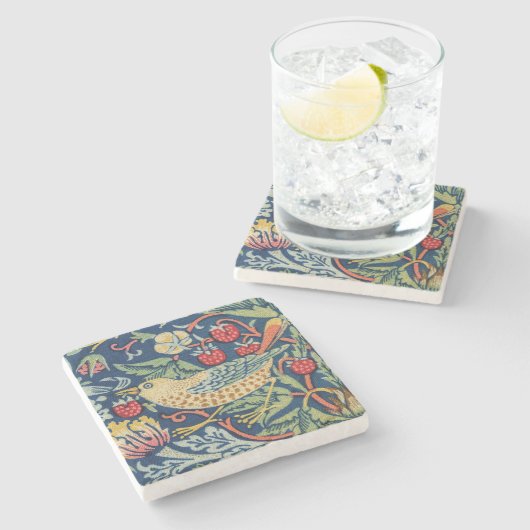 William Morris - Strawberry Thief Stenen Onderzetter (Zijkant)