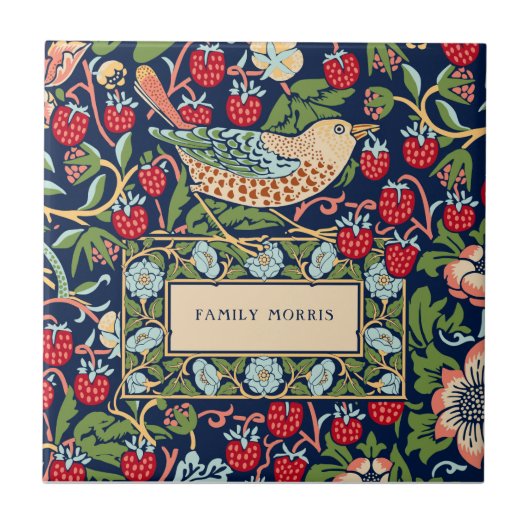 William Morris Strawberry Thief Tegeltje (Voorkant)