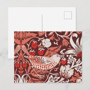 William Morris Strawberry Thief Terracotta Vogel Briefkaart
