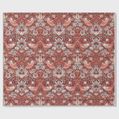 William Morris Strawberry Thief Terracotta Vogel Cadeaupapier (Vlak)