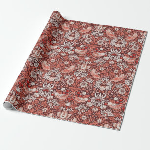 William Morris Strawberry Thief Terracotta Vogel Cadeaupapier