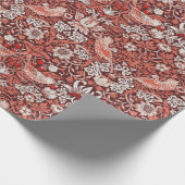 William Morris Strawberry Thief Terracotta Vogel Cadeaupapier (Hoek)