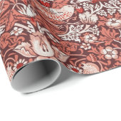William Morris Strawberry Thief Terracotta Vogel Cadeaupapier (Rol Hoek)