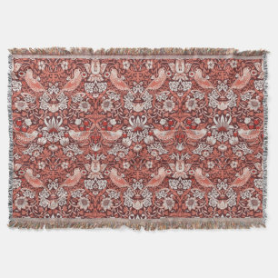 William Morris Strawberry Thief Terracotta Vogel Deken