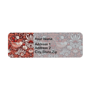 William Morris Strawberry Thief Terracotta Vogel Etiket