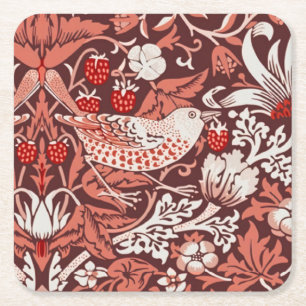 William Morris Strawberry Thief Terracotta Vogel Kartonnen Onderzetters