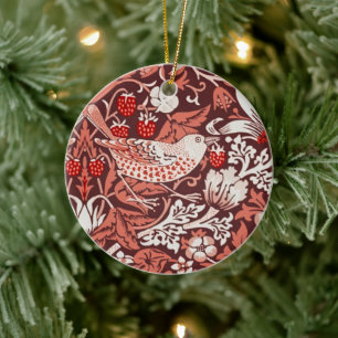 William Morris Strawberry Thief Terracotta Vogel Keramisch Ornament