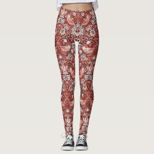 William Morris Strawberry Thief Terracotta Vogel Leggings