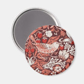 William Morris Strawberry Thief Terracotta Vogel Magneet (Voorkant / Achterkant)