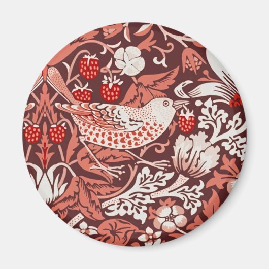 William Morris Strawberry Thief Terracotta Vogel Magneet (Voorkant)