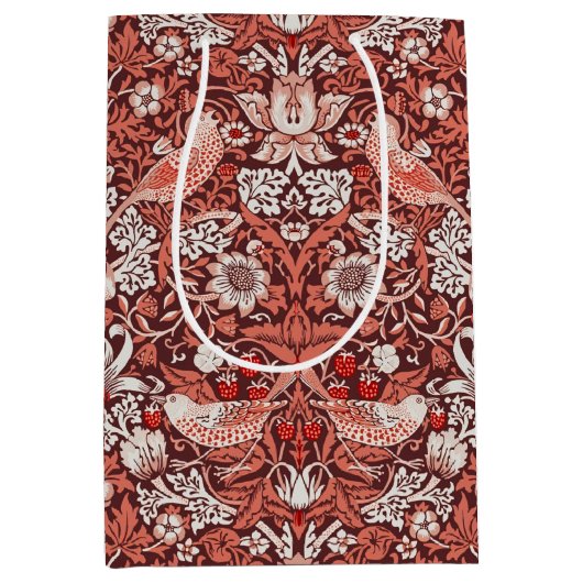 William Morris Strawberry Thief Terracotta Vogel Medium Cadeauzakje (Voorkant)