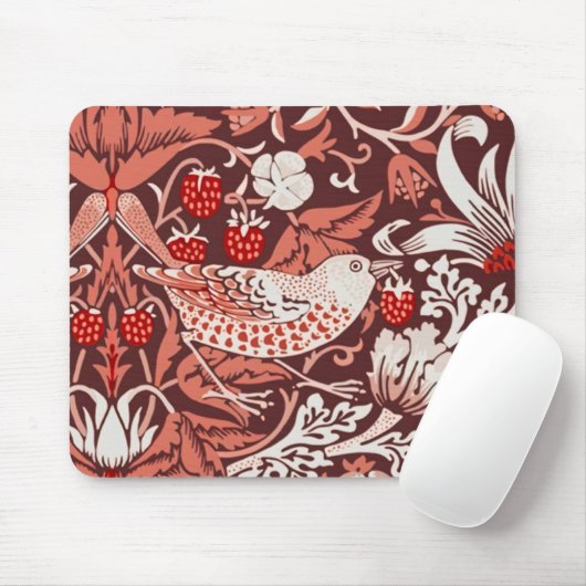 William Morris Strawberry Thief Terracotta Vogel Muismat (Met muis)