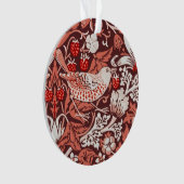 William Morris Strawberry Thief Terracotta Vogel Ornament (voorkant)