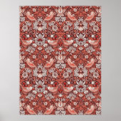 William Morris Strawberry Thief Terracotta Vogel Poster (Voorkant)
