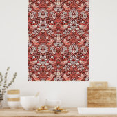 William Morris Strawberry Thief Terracotta Vogel Poster (Keuken)