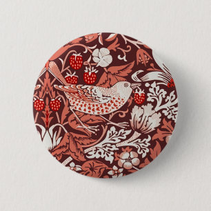William Morris Strawberry Thief Terracotta Vogel Ronde Button 5,7 Cm