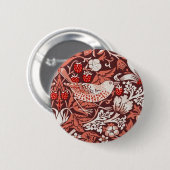 William Morris Strawberry Thief Terracotta Vogel Ronde Button 5,7 Cm (Voorkant /achterkant)