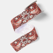 William Morris Strawberry Thief Terracotta Vogel Satijnen Lint (Achterkant)