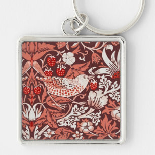 William Morris Strawberry Thief Terracotta Vogel Sleutelhanger
