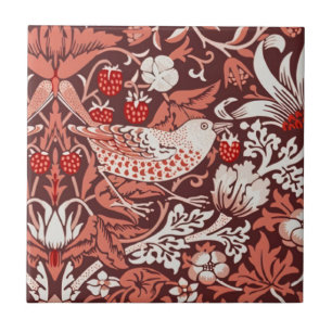 William Morris Strawberry Thief Terracotta Vogel Tegeltje