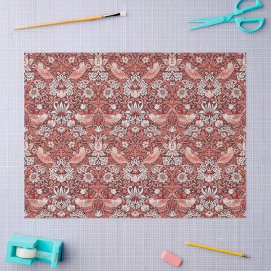 William Morris Strawberry Thief Terracotta Vogel Tissuepapier (Craft)