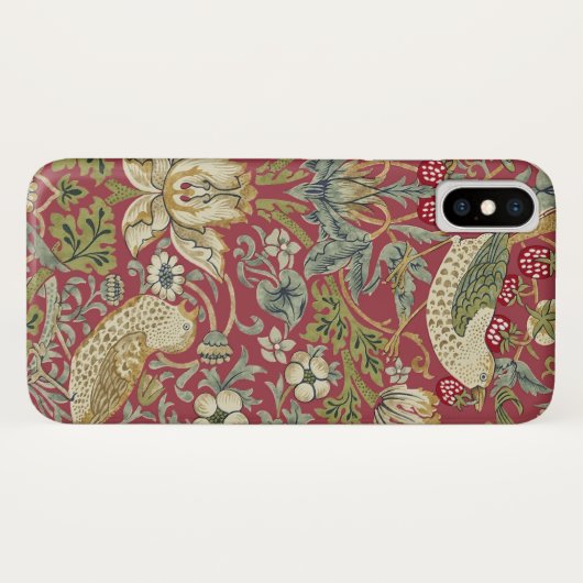 William Morris Strawberry Thief Textile Pattern Case-Mate iPhone Case (Achterkant (horizontaal))