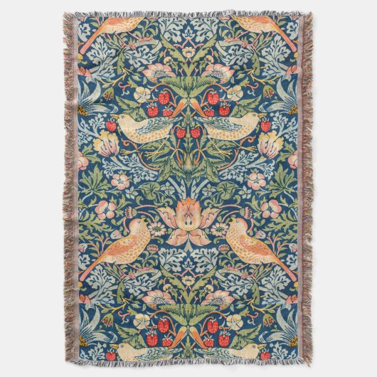 William Morris Strawberry Thief Throw Deken (Voorkant Verticaal)