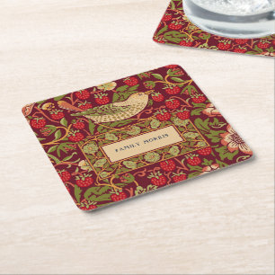 William Morris Strawberry Thief Vierkant Papier Ku Kartonnen Onderzetters