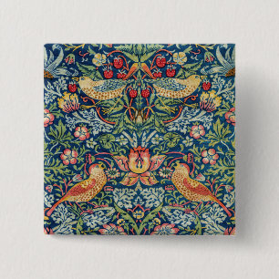 William Morris - Strawberry Thief Vierkante Button 5,1 Cm