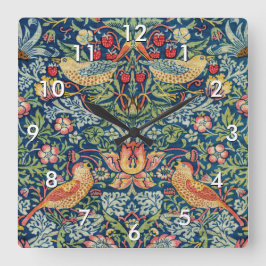 William Morris - Strawberry Thief Vierkante Klok