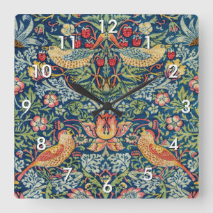 William Morris - Strawberry Thief Vierkante Klok