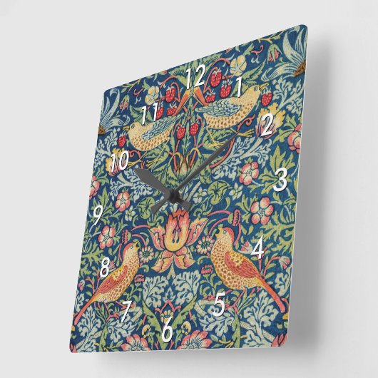 William Morris - Strawberry Thief Vierkante Klok (Hoek)