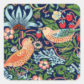 William Morris Strawberry Thief Vierkante Sticker (Voorkant)