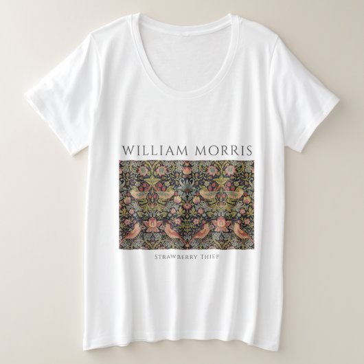 William Morris Strawberry Thief vrouwen Grote Maat T-shirt (Design voorkant)