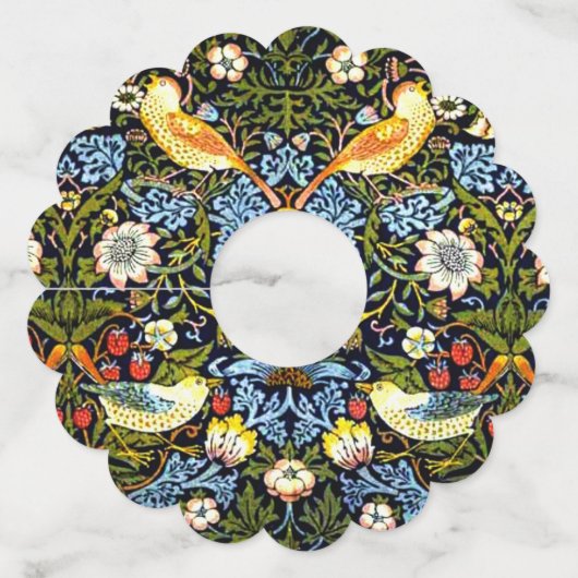 William Morris - Strawberry Thief Wijnglaslabel (Achterkant)