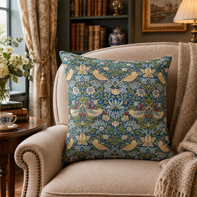William Morris Strawberry Thief Worpdek Kussen (William Morris Strawberry Thief Throw Pillow)