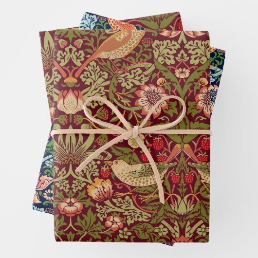 William Morris Strawberry Thief Wrapping Paper (In situ)