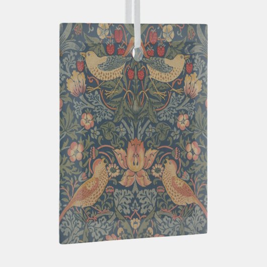 William Morris Strawberry Thieves Birds Glas Ornament (Voorkant Rechts)