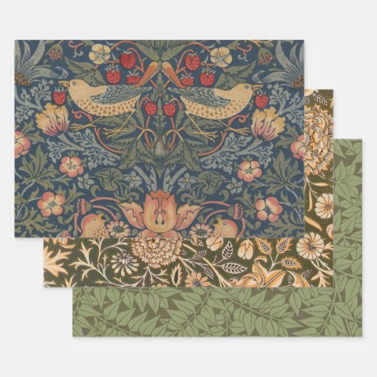 William Morris Strawberry Thieves Birds Inpakpapier Vel (Set)