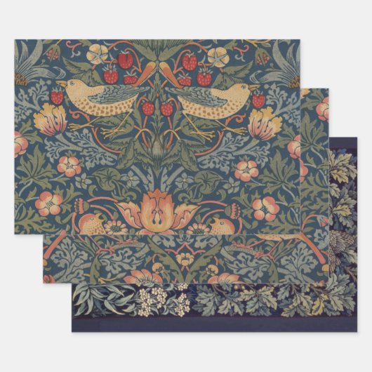 William Morris Strawberry Thieves Birds Inpakpapier Vel (Set)