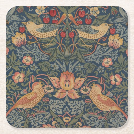 William Morris Strawberry Thieves Birds Kartonnen Onderzetters (Voorkant)