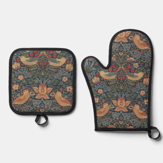 William Morris Strawberry Thieves Birds Ovenwant & Pannenlap Set (Voorkant)