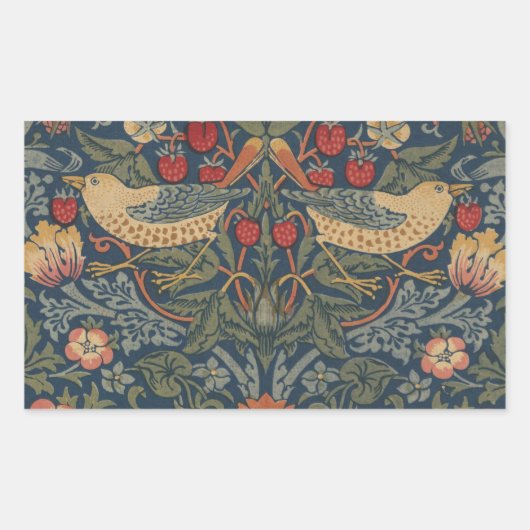 William Morris Strawberry Thieves Birds Rechthoekige Sticker (Voorkant)