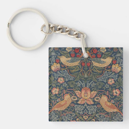 William Morris Strawberry Thieves Birds Sleutelhanger (voorkant)