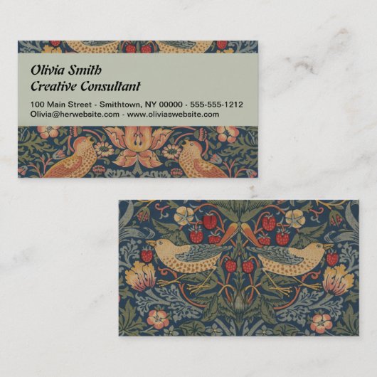 William Morris Strawberry Thieves Birds Visitekaartje (Voorkant / Achterkant)