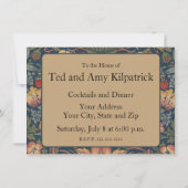 William Morris Strawberry Thieves Vogels Uitnodigi Kaart (Achterkant)