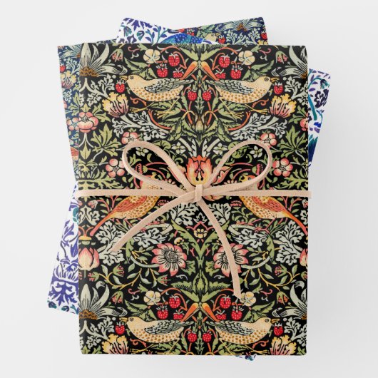 William Morris Strawberry Wrapping Paper Sheets (In situ)