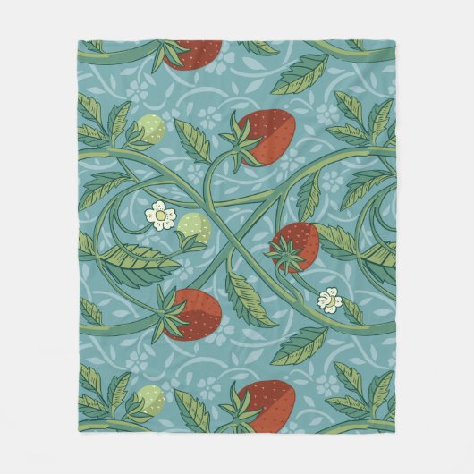 William Morris Style Aardbeiendief Floral Fleece Deken (Voorkant)